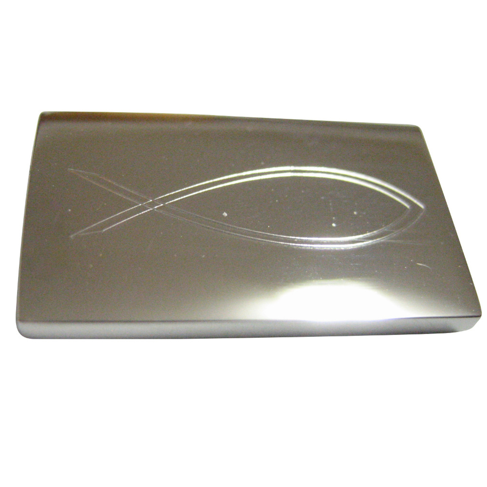 Silver Toned Etched Religious Ichthys Fish Magnet